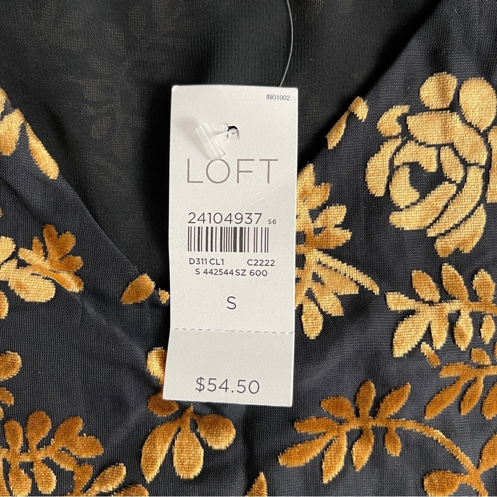 LOFT Floral Burnout Velvet Cami Top Black Gold Size S NWT - Picture 10 of 10